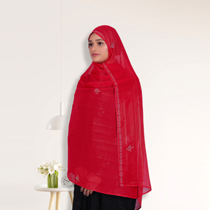 Hijab Musulmán Elegante de Chifón Sólido con Adornos de Cristal Discretos, Ligero, Transpirable, Resistente al Viento y de Secado Rápido para el Uso Diario - Product Image 5