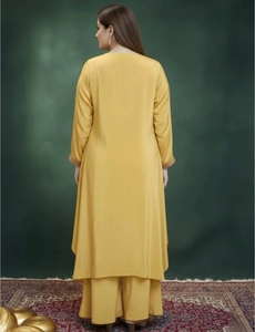 KV <b>Women's</b> Pack of 2 Embroidered Embellished Viscose Rayon High Low <b>Kurta</b> <b>for</b> <b>Women</b> (Yellow) - Product Image 5