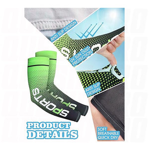 Manchons de compression sportifs en soie glacée anti-UV rafraîchissants pour hommes et femmes, antidérapants, respirants et extensibles - Product Image 2
