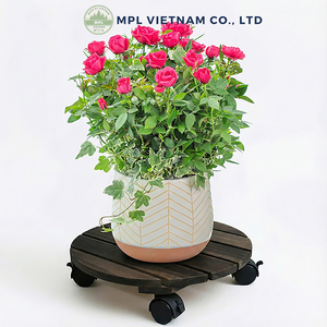 Soporte para Macetas con Ruedas de Madera de Acacia, Resistente al Agua, para Exteriores, Fabricado en Vietnam - Product Image 5