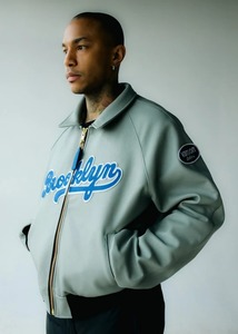 FLY GEENIUS X VANSON |   Chaqueta bomber |   BROOKLYN-PEARL GREY Ropa Urbana Sólida de Cuero Ecológico Resistente al Viento - Product Image 3