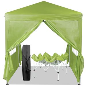 Tenda da Campeggio Impermeabile Grigio-Verde a 2 Porte e 2 Finestre 6.5x6.5FT Pieghevole ad Angolo Retto - Product Image 1