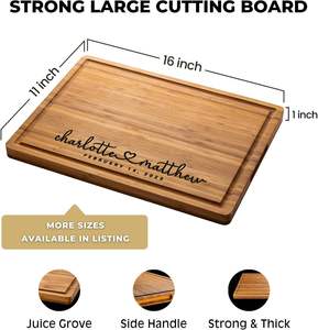 Planche à découper en bois carrée de luxe, grande taille, avec poignée, finition super lisse, épaisseur 2,0 cm, excellente qualité, prix direct usine - Product Image 2