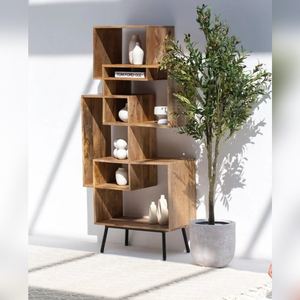 Bibliothèque en bois Vandana Merino Zenova Cubes, meuble de rangement modulaire moderne en bois massif - Product Image 3