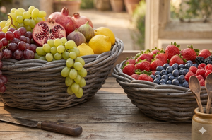 Rattan Basket Fruit Bowl Set Of 2 - Product Image 3