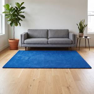 Tapis d'intérieur texturé uni en laine tuftée bleu roi antidérapant, tapis de sol doux pour salon, chambre à coucher, salle à manger, décoration moderne de la maison - Product Image 4