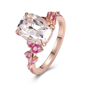Bague de luxe en moissanite très prisée, en argent 925 et or rose 18 carats, taille coussin, sertie à griffes, bijou unisexe tendance pour femme - Product Image 5
