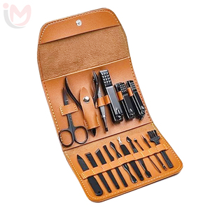 Kit de manucure en cuir, ensemble de coupe-ongles 12 pièces, style classique portable pour adultes - Product Image 5