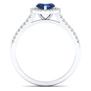 Bagues de fiançailles REYES GRA certifiées VVS Moissanite en argent sterling 925 avec saphir bleu, bijoux fins pour femmes - Product Image 4