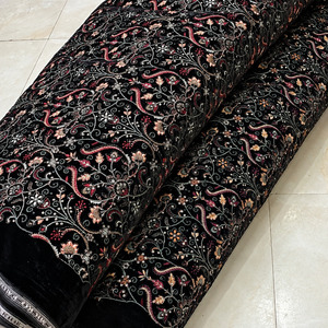 Tissu en velours pour robe, tissu en velours brodé, tissu brodé de sequins, tissu en dentelle perlée, vêtements de mode, vente en gros, acheteur américain - Product Image 6