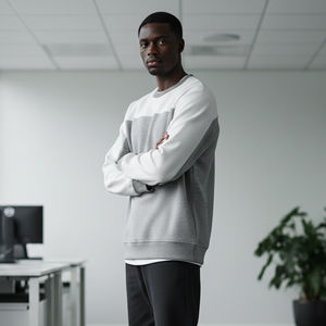 Sweat-shirts en coton pour hommes de haute qualité, style streetwear, à deux tons, avec logo brodé et imprimé en relief, coupe ample, style hip hop - Product Image 3