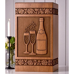 Handmade Rosewood Cremation Urn: Champagne Toast, Personalized Memorial urn Memorial Keepsake by AYAANS - Product Image 3