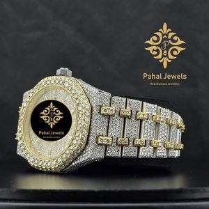 Montre de plongée mécanique analogique Ice Cubed avec incrustation de diamants, bracelet en acier inoxydable doré/argenté de 20 mm pour homme, bijoux de mode - Product Image 3