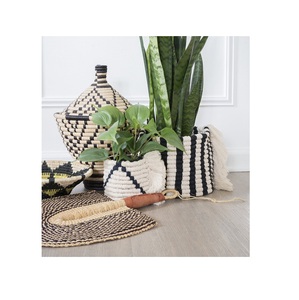 Latest Design Handmade <b>Basket</b> Straw Storage Bin Seagrass Macrame <b>Basket</b> <b>With</b> <b>Handle</b> Rattan <b>Basket</b> for Home Decoration - Product Image 4