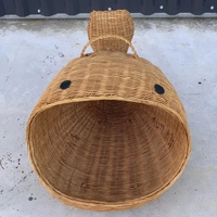 Vietnam buatan tangan bambu hewan peliharaan furnitur air Hyacinth kursi Kucing tempat tidur dengan putaran naik bantal tenun untuk kucing kucing anjing kecil
