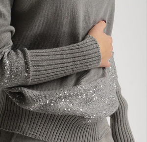 Wholesale Women Turtleneck Sweater Set with <b>Sequin</b> Detail Soft Knit Top and Matching <b>Pants</b> Women's Hoodies & Sweatshirts - Product Image 5