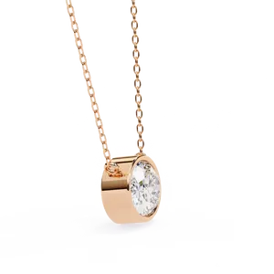 Collier pendentif solitaire en diamant de laboratoire ovale 1 carat pour femme, bijoux fins, or massif 18 carats, chaîne assortie incluse - Product Image 4