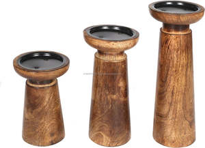 Candelero de madera de forma personalizada hecho a mano de alta calidad para decoración de mesa de fiesta de boda de India - Product Image 2