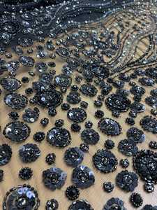 Tela de Encaje Bordada de Lujo con Cuentas, 100% Poliéster, Hecha a Mano, OEM/ODM, Venta al Por Mayor B2B, Fabricante Fabriva Exports, para Vestidos - Product Image 4