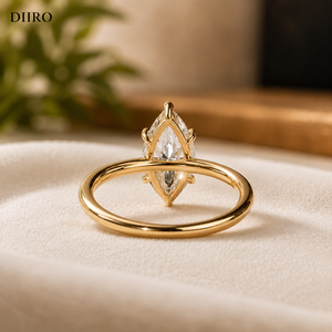 Anillo de Compromiso de Moissanita de Seis Puntas con Forma de Marquesa, Anillo de Aniversario con Diamantes, Chapado en Oro Amarillo, Anillo de Propuesta de Matrimonio - Product Image 3