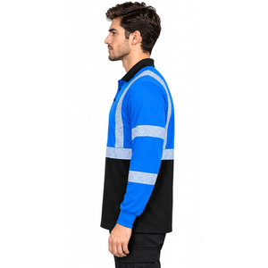 Mens Hi <b>Vis</b> Reflective Safety Workwear Short Sleeve Polo <b>T</b>-<b>Shirt</b> with Mesh <b>High</b> Visibility Work <b>Shirt</b> Customizable Logo - Product Image 4