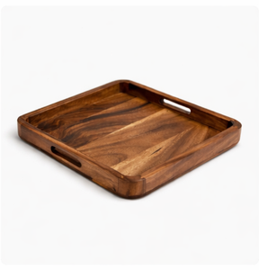 Premium <b>Wood</b> Serving Tray With Handle Large Rectangular Wooden Platter For Breakfast In <b>Bed</b> Coffee Table Decor Kitchen Organizer - Product Image 1