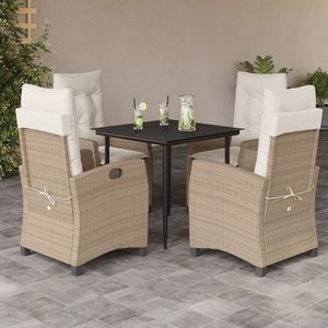 <b>Beige</b> Poly Rattan 5-Piece Patio Dining Set with <b>Cushions</b> Elegant Outdoor Furniture Collection - Product Image 1