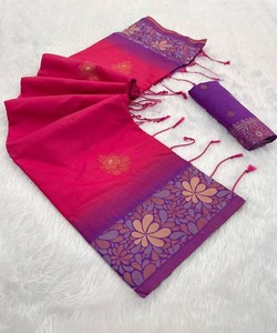 Sari en tissu fantaisie brodé avec perles et diamants, avec blouse non cousue 85054 NOIR - Product Image 2