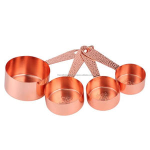 Antique 4 Pcs Gỗ Xử Lý Đồng Mạ Rose Gold Đo Thìa Và Đo Cup Phụ Kiện Nhà Bếp Đếm Cup Gỗ Grip - Product Image 2