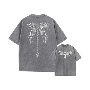 OEM Men's Vintage Oversized 100% Cotton <b>Acid</b> Wash <b>Drop</b> Shoulder T-Shirt Heavyweight 240g Knitted Washed Customizable - Product Image 2