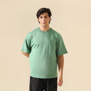 Men's <b>Green</b> O-Neck Short Sleeve T-Shirt Solid Color Casual Knitted Jersey Blank Design - Product Image 1