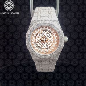 Men's Luxury <b>Watch</b> 41mm Stainless Steel Diamond Encrusted Sapphire Crystal Analog <b>Mechanical</b> Folding Clasp - Product Image 3