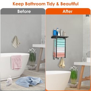 Étagère murale de rangement pour serviettes de bain et de toilette, idéale pour serviettes enroulées - Product Image 2