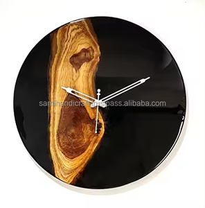 Meilleure vente Horloge murale moderne à quartz de 12 pouces en bois de résine époxy à face unique pour le placement dans le salon Emballage standard à bas prix - Product Image 1