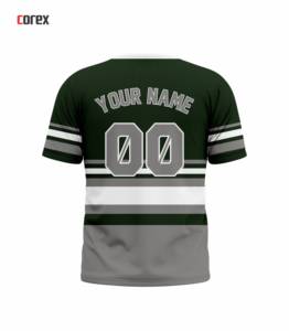 Camiseta Formal Corex Verde Gris de Manga Corta, Tejido Sólido, con Estampado del Nombre del Equipo, Cuello Redondo, Corte Regular - Product Image 2