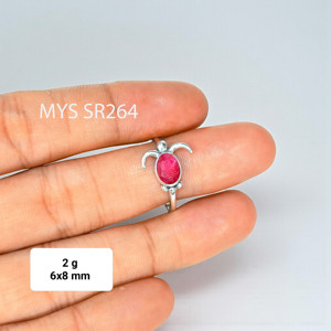 Vente en gros d'anneaux en argent sterling 925 avec tortue de mer et rubis naturel - Product Image 1