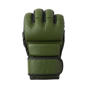 <b>Black</b> Leather MMA Boxing <b>Gloves</b> Half Finger Breathable Moisture-Wicking Quick Drying Lightweight Adjustable Boxing Martial Arts - Product Image 3