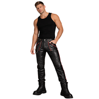 Celana Kulit Pria Model Quilted Custom, Celana Kulit Biker Slim Fit, Celana Motor Kulit Asli, Celana Fashion Kulit