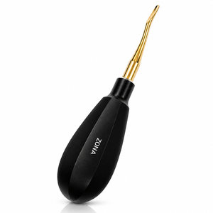 Elevador Dental Manual Premium Atraumático con Punta Curva Fina Recubierta en Oro y Mango Negro, Instrumento de Extracción para Sitio de Implante - Product Image 2