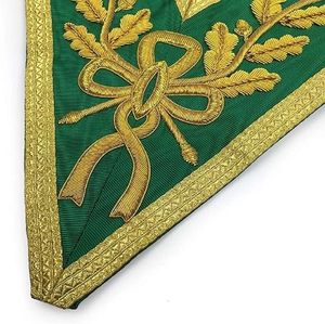 Cuello Masónico Bordado Verde con Diseño de Laurel Dorado, Hecho a Mano con Cinta de Algodón Artesanal - Product Image 2