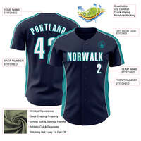 Jersey Baseball Biru Dongker Cyan Terlaris 100% Poliester Bird Eye Mesh Kancing Penuh Logo Kustom Nama Tim Nomor Pemain XS-7XL