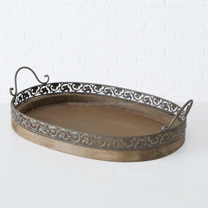 Galvanized <b>Tray</b> Round Shaped Metal Embossed Galvanized Finished Serving <b>Tray</b> Decorative Handmade <b>Tray</b> - Product Image 3
