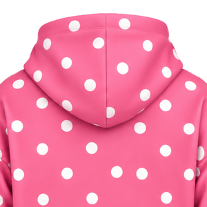 Sudadera con Capucha para Mujer, Diseño de Puntos Blancos y Rosas, Informal, de Felpa, con Cordón Ajustable, Manga Larga y Bolsillo Frontal Tipo Canguro - Product Image 4
