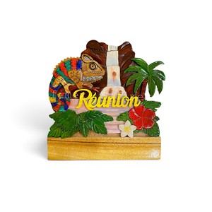 Adorno de Pared de Madera de la Isla Reunión, Placas Decorativas para el Hogar, Placas de Madera con Intarsia, Decoración Colorida de la Isla - Product Image 4