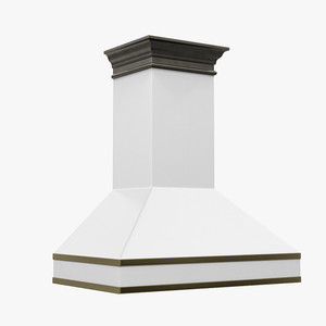 Hotte de cuisine en laiton avec finition noire, design à bordure noire, cheminée de poêle artisanale, hotte murale - Product Image 4