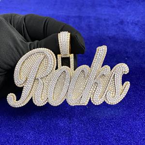 Collar con Colgante de Moissanita VVS Personalizado con Nombre en Letra Cursiva, Estilo Hip Hop, Chapado en Plata 925, Joyería de Lujo - Product Image 2