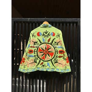 Light Green Cotton Embroidered Jacket Mandarin Collar Full Sleeve Floral Pattern Handmade <b>Spring</b> Wear <b>Women's</b> - Product Image 6