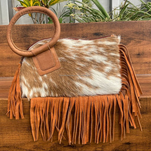 กระเป๋าคลัทช์ทรงซองจดหมายหนังวัวสำหรับผู้หญิงกระเป๋าเงินหนังแท้แบบมีพู่สินค้าใหม่ - Product Image 5