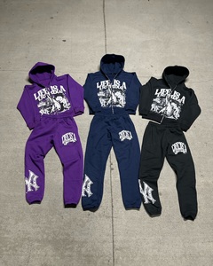 Conjunto de Sudadera con Capucha y Pantalones Deportivos Y2K con Estampado Personalizado, Lavado Ácido, Estilo Streetwear para Hombre, Traje Deportivo de Invierno - Product Image 2