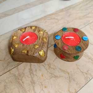 Handcrafted Wooden Candle Holders With Handmade <b>Tea</b>-light Candles for Home Decor & Gifting Beautifully Made Candle <b>Stands</b> Design - Product Image 1